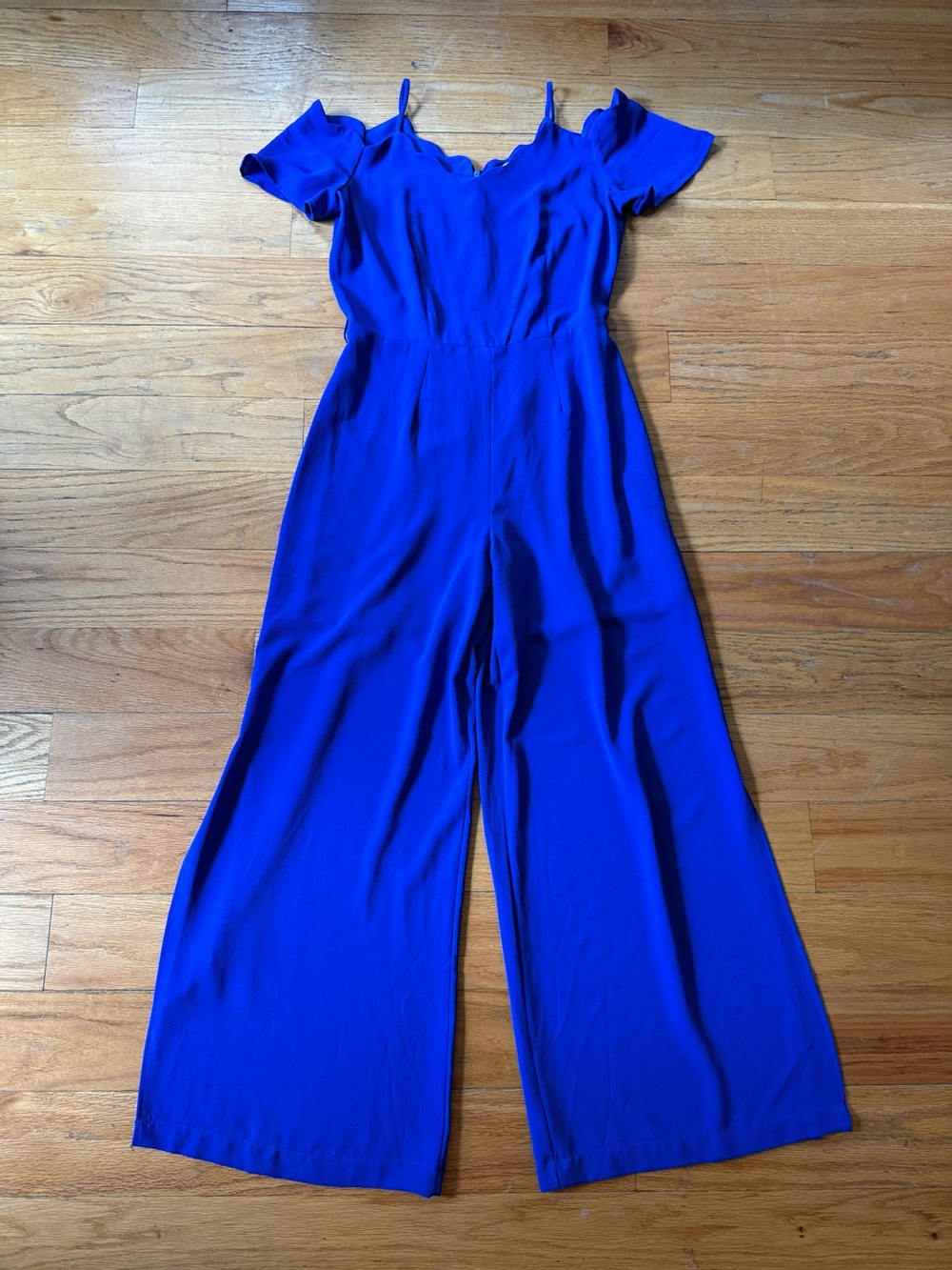 Monteau Cobalt Blue Cold-Shoulder Wide-Leg Jumpsuit